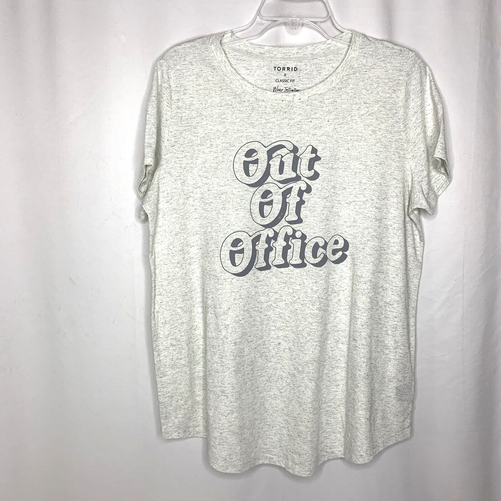 Torrid Out Of Office Graphic T Shirt Size 0 Large Heather Gray Short Sleeve